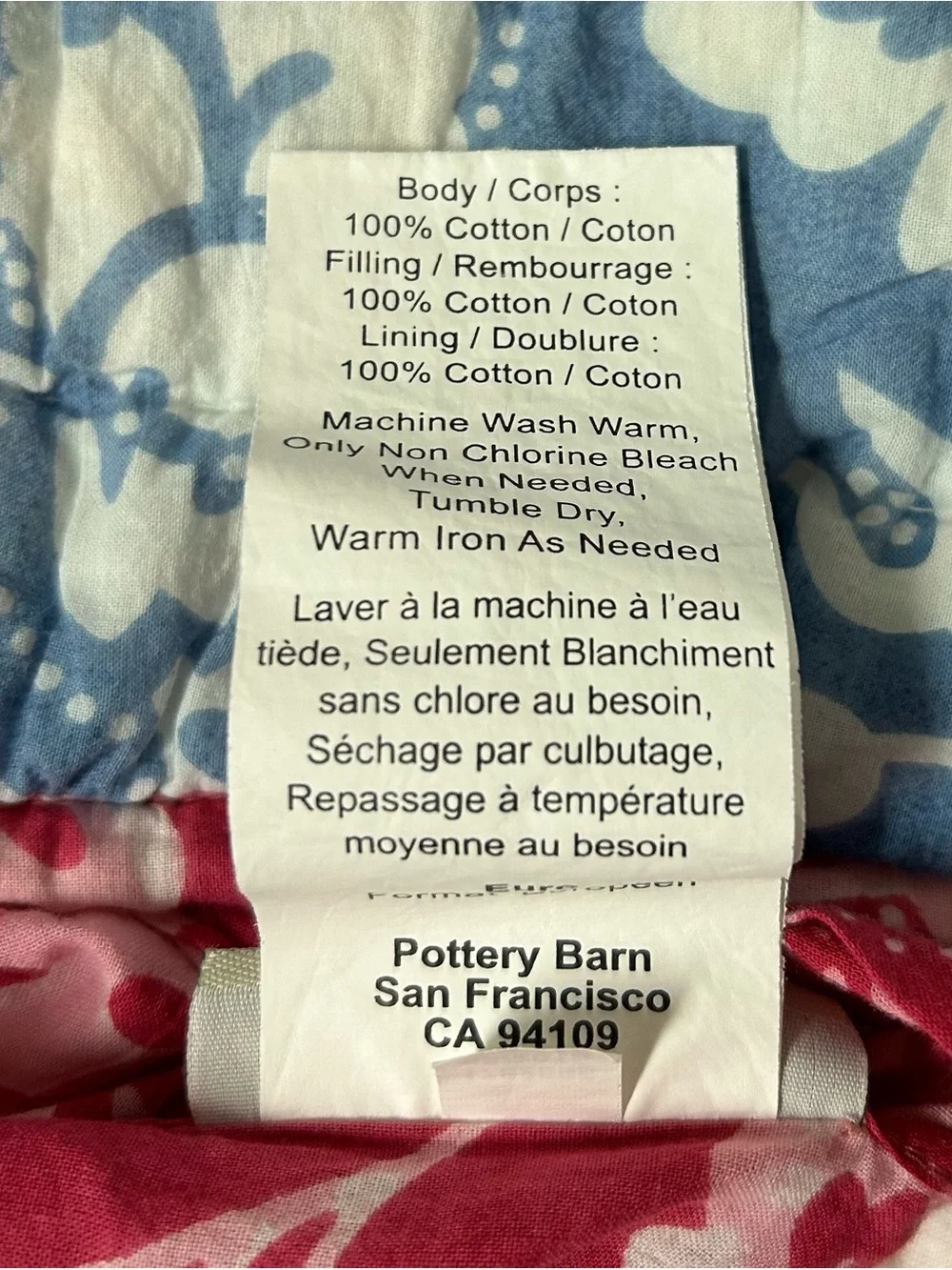 Pottery Barn Euro Sham Quilted Patchwork Multicolor Multi-Pattern Tropical Print